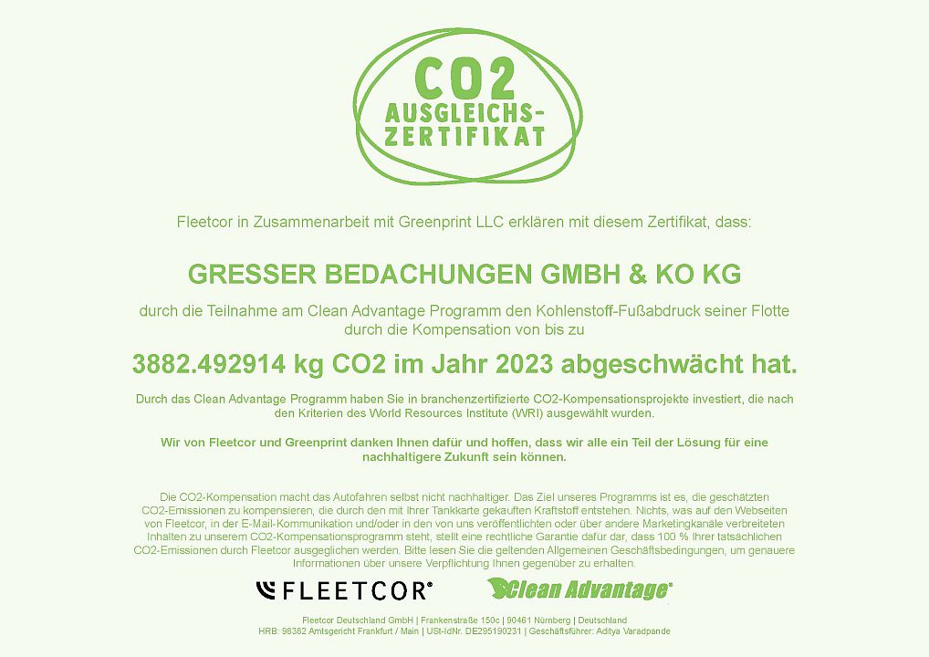 Clean Advantage® Programm zur Reduzierungen des Kohlenstoff-Fußabdruck